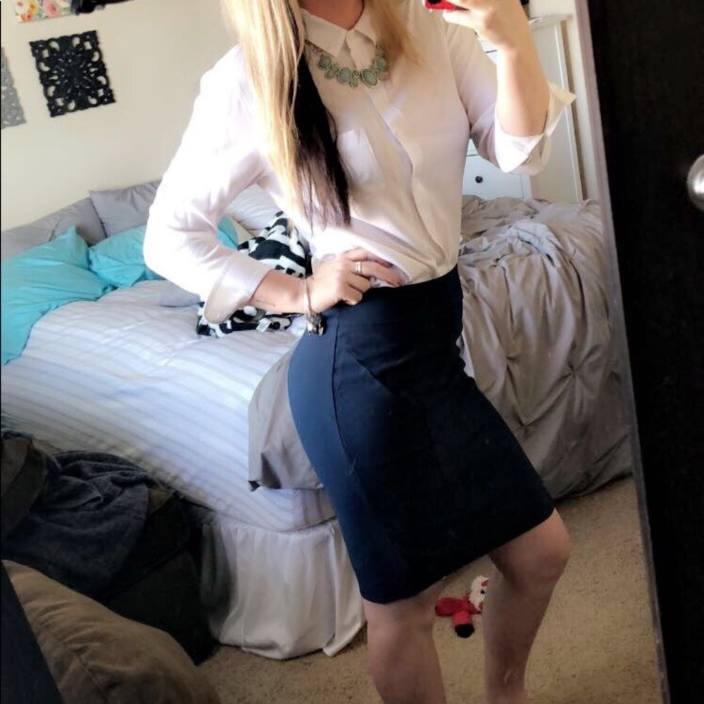 Blue pencil skirt